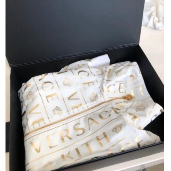 KITHxVersace White Gold Foil Monogram Track Jacket Jackets Coats